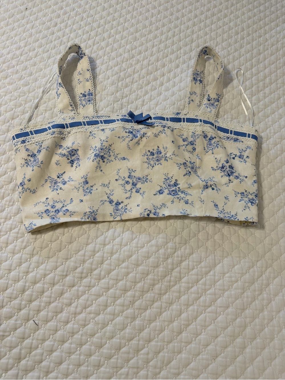 Altar'd State Cream Camisole with Blue Floral Print